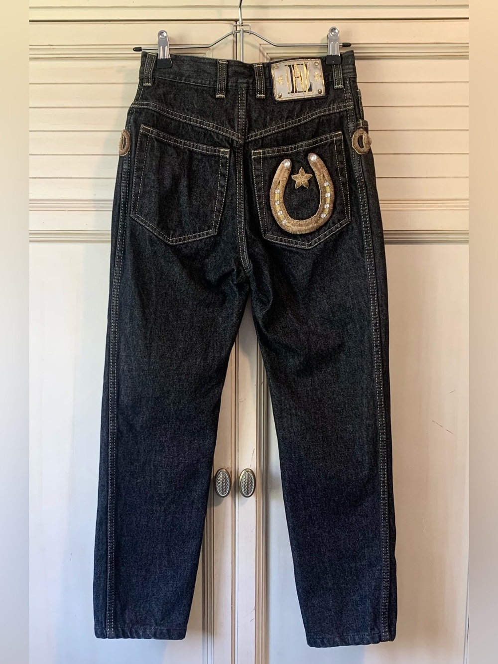 Vintage Escada By Margaretha Ley Embellished Jeans 34 x 26 Y2K Embroidery 90s